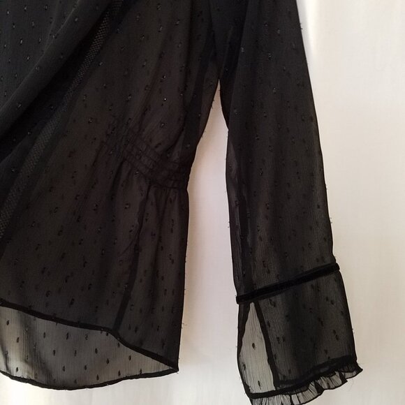 ZARA Victorian Semi Sheer Black Chiffon Blouse - Picture 4 of 8